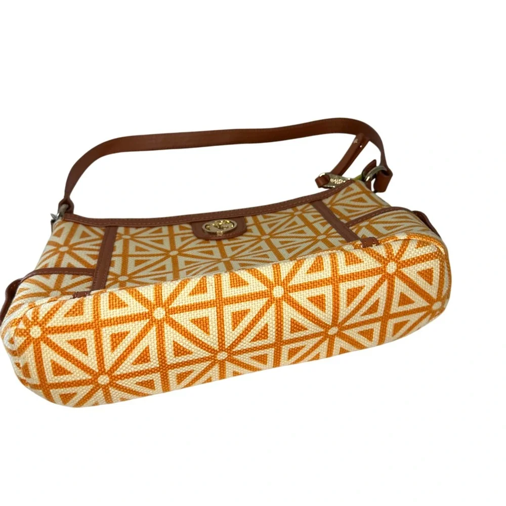 Spartina 449 Satchel Shoulder Bag Geometric‎ Print Leather Trim Small